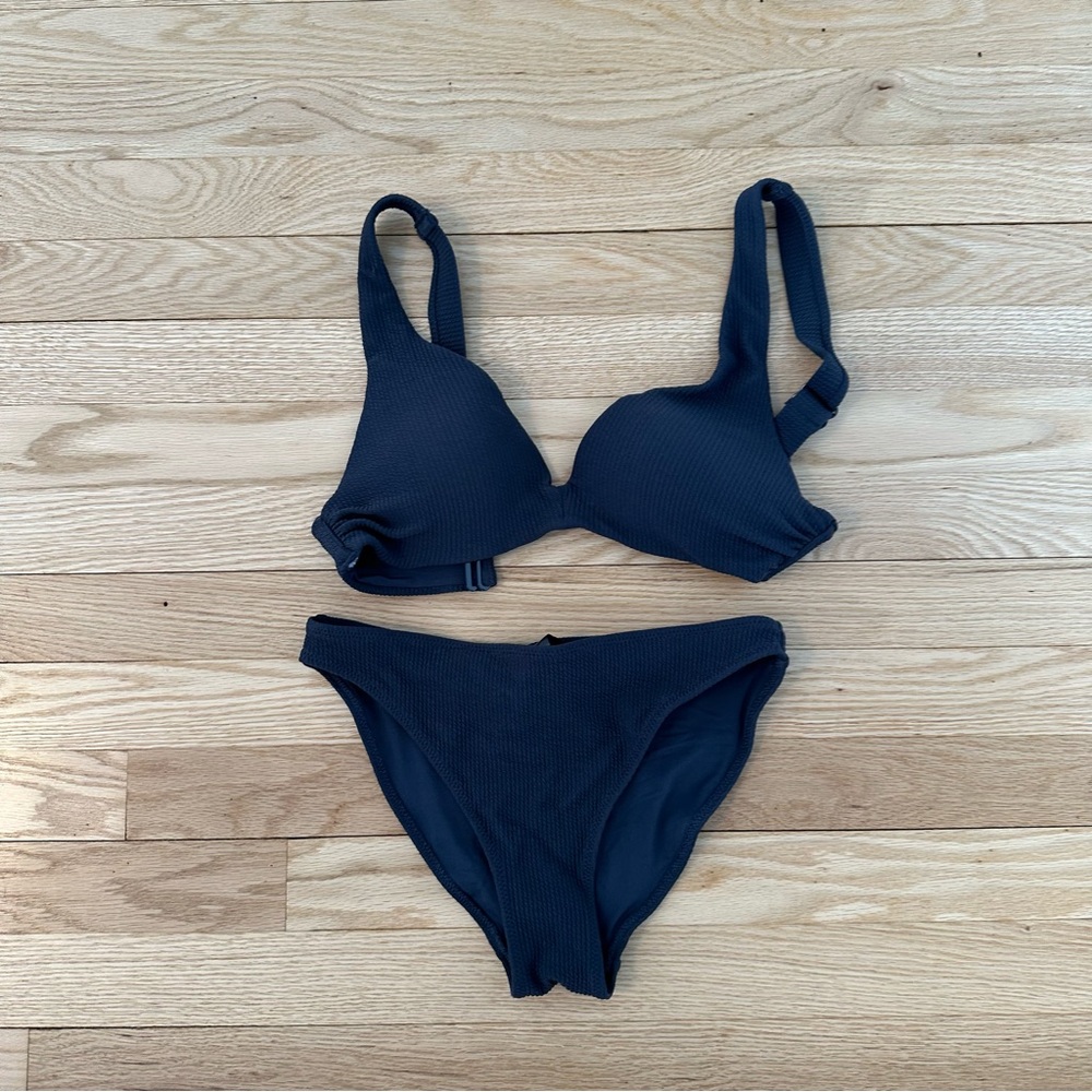 Black Ribbed Bikini Set